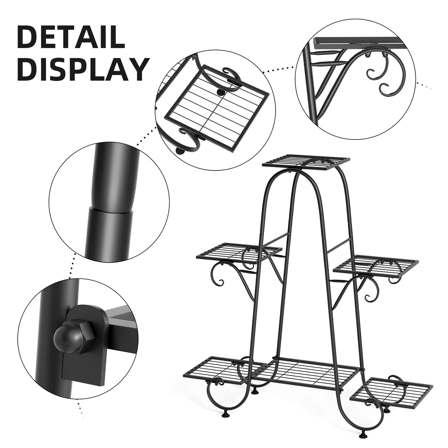 6 Tier Metal Plant Stand Garden Patio Wrought Iron