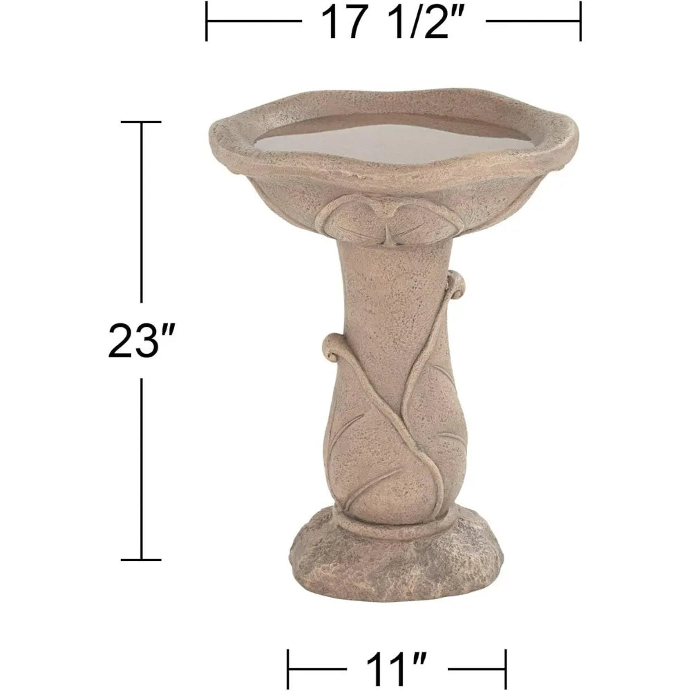 Water Lily Rustic Outdoor Cement Fountain Bird Bath