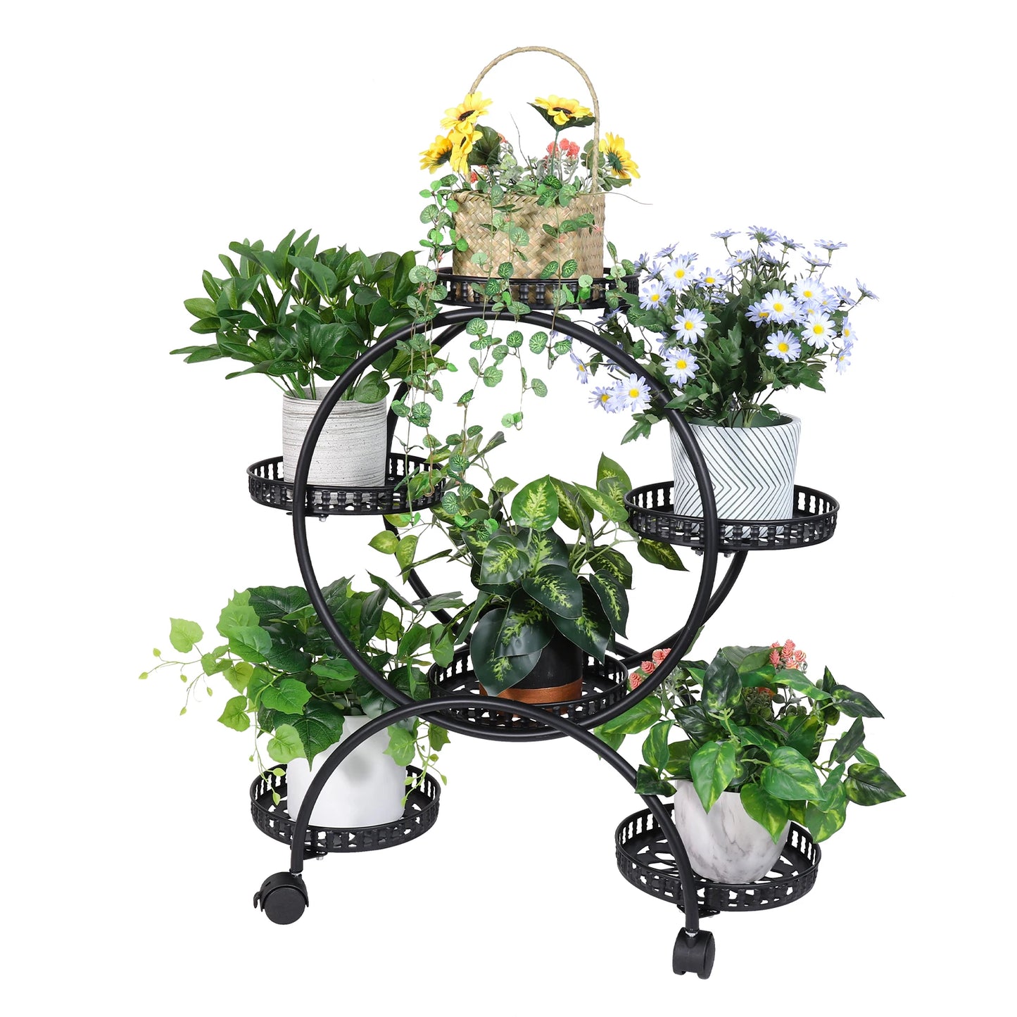 BINGOPAW Metal Plant Stand Multi Layer Holder With Wheels