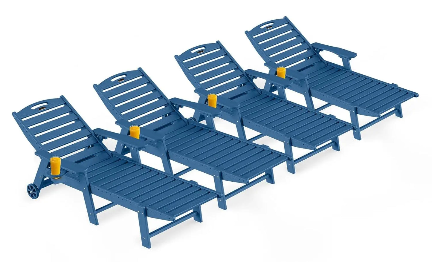 Outdoor Lounge Chairs Set Of 4 All Weather HDPE Wheels