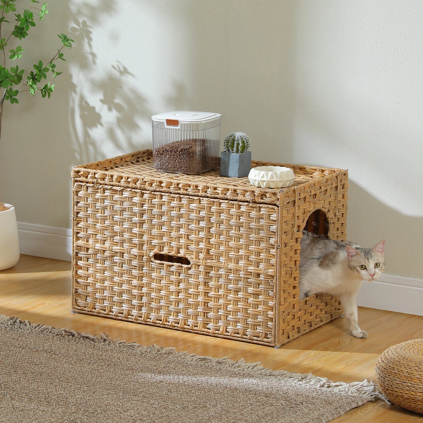 PAWZ Road Rattan Cat Litter Box Enclosure With Door