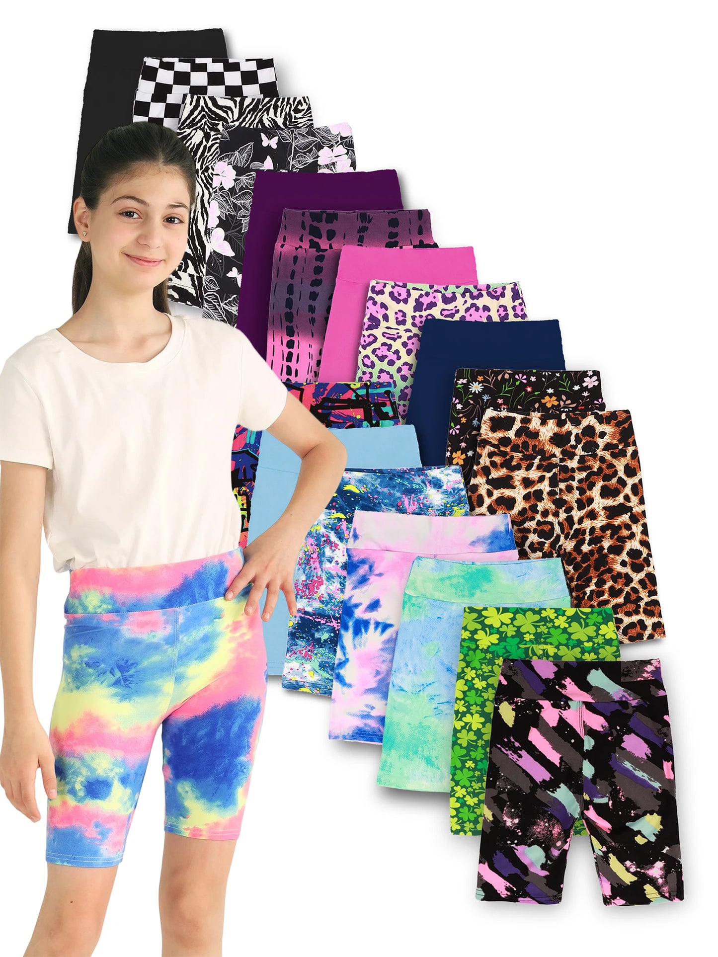 Five Piece Girls Yoga Shorts Set High Waist Dance Sports