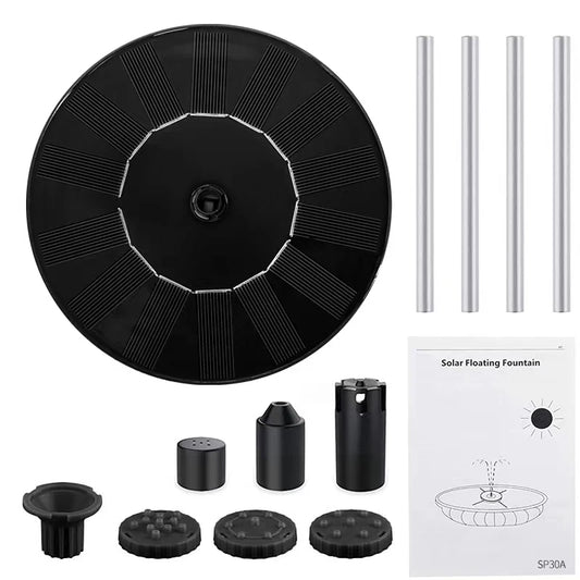 Solar Fountain Pump For Bird Baths And Ponds With Nozzles