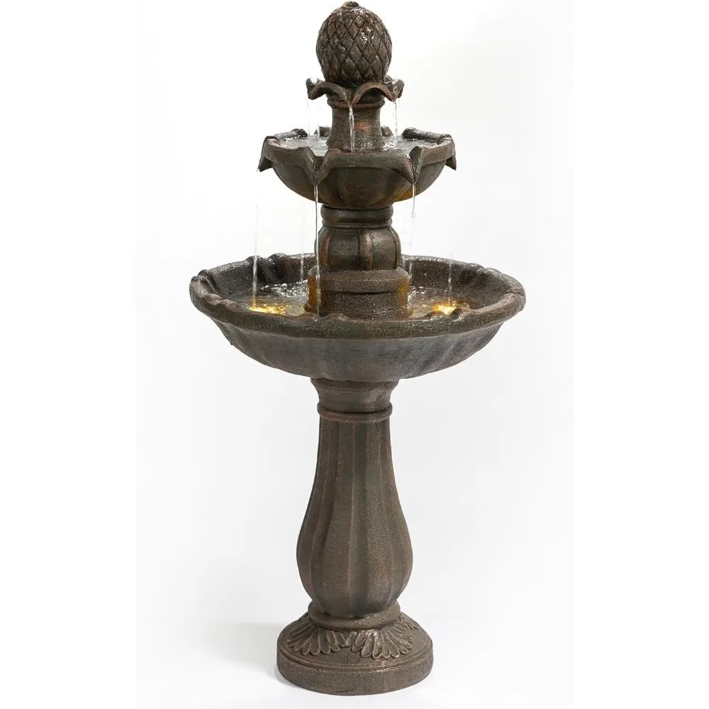 Three Tier Outdoor Water Fountain Weather Resistant Resin Bird Bath
