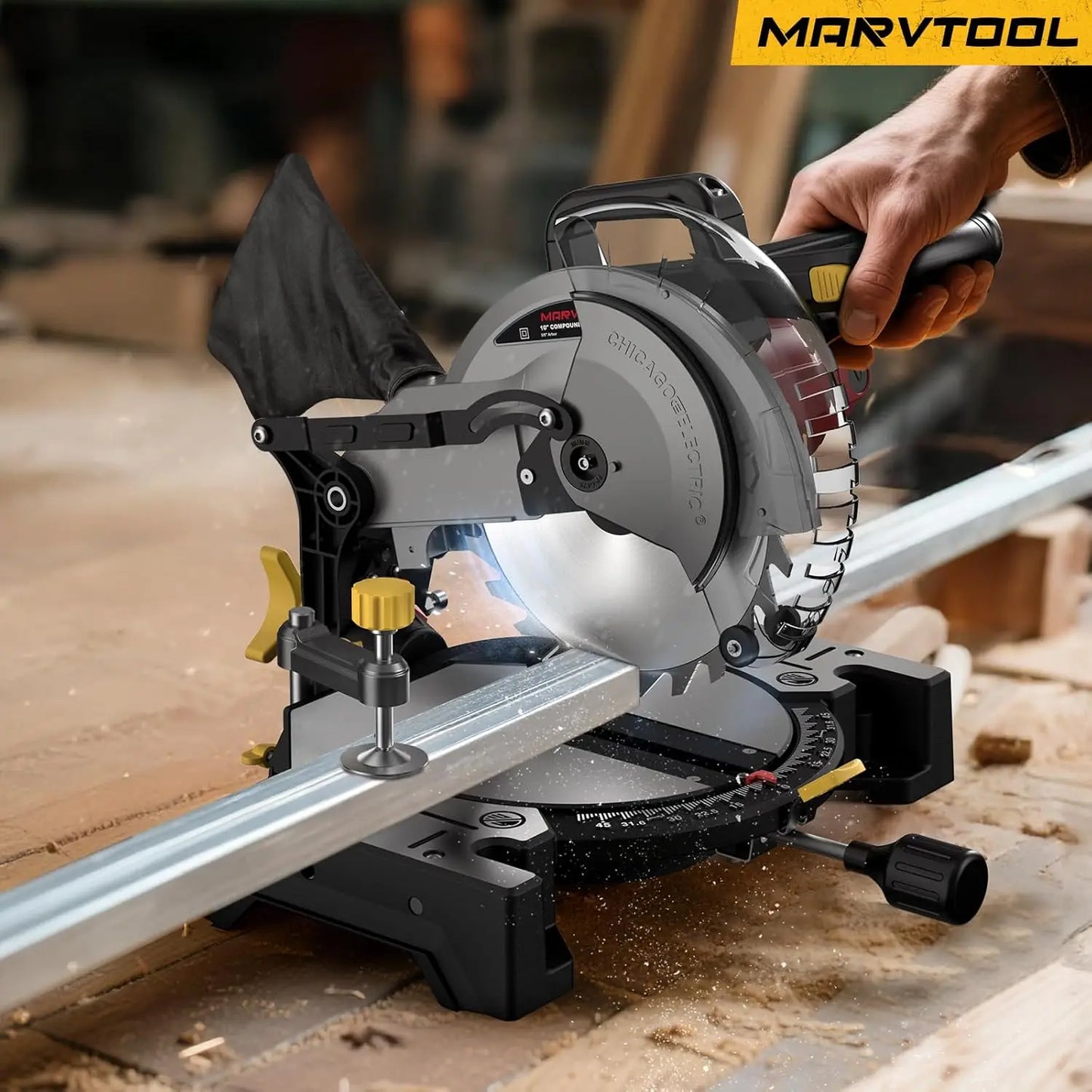 Single Bevel Miter Saw Fifteen Amp 5000 RPM Heavy Duty