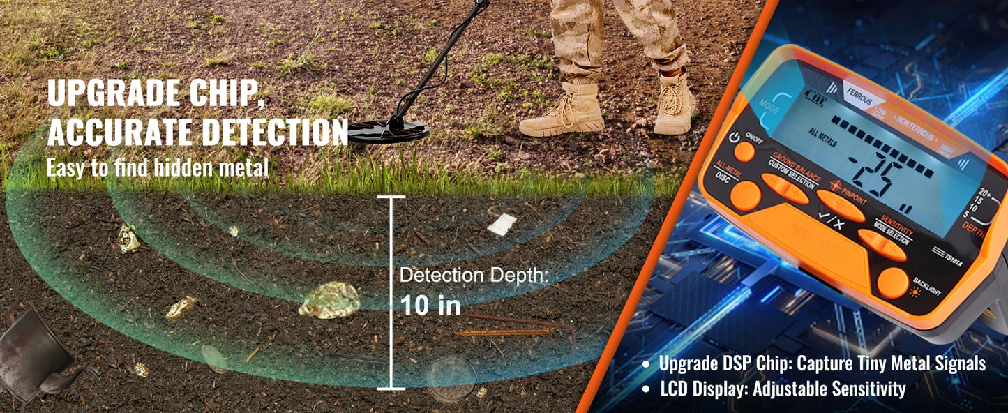 SucceBuy Metal Detector For Adults And Kids With Waterproof Coil