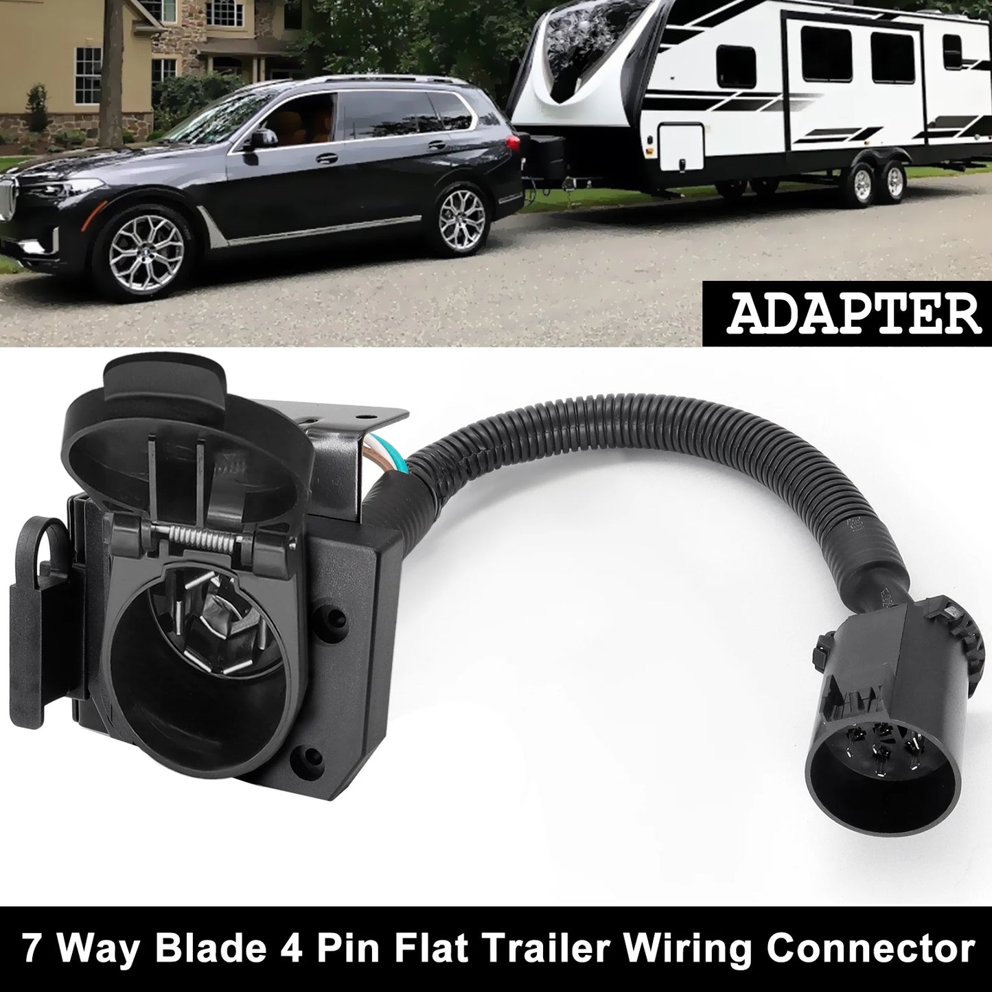 XUKEY 7 Way RV Trailer Connector 4 Pin Round Socket