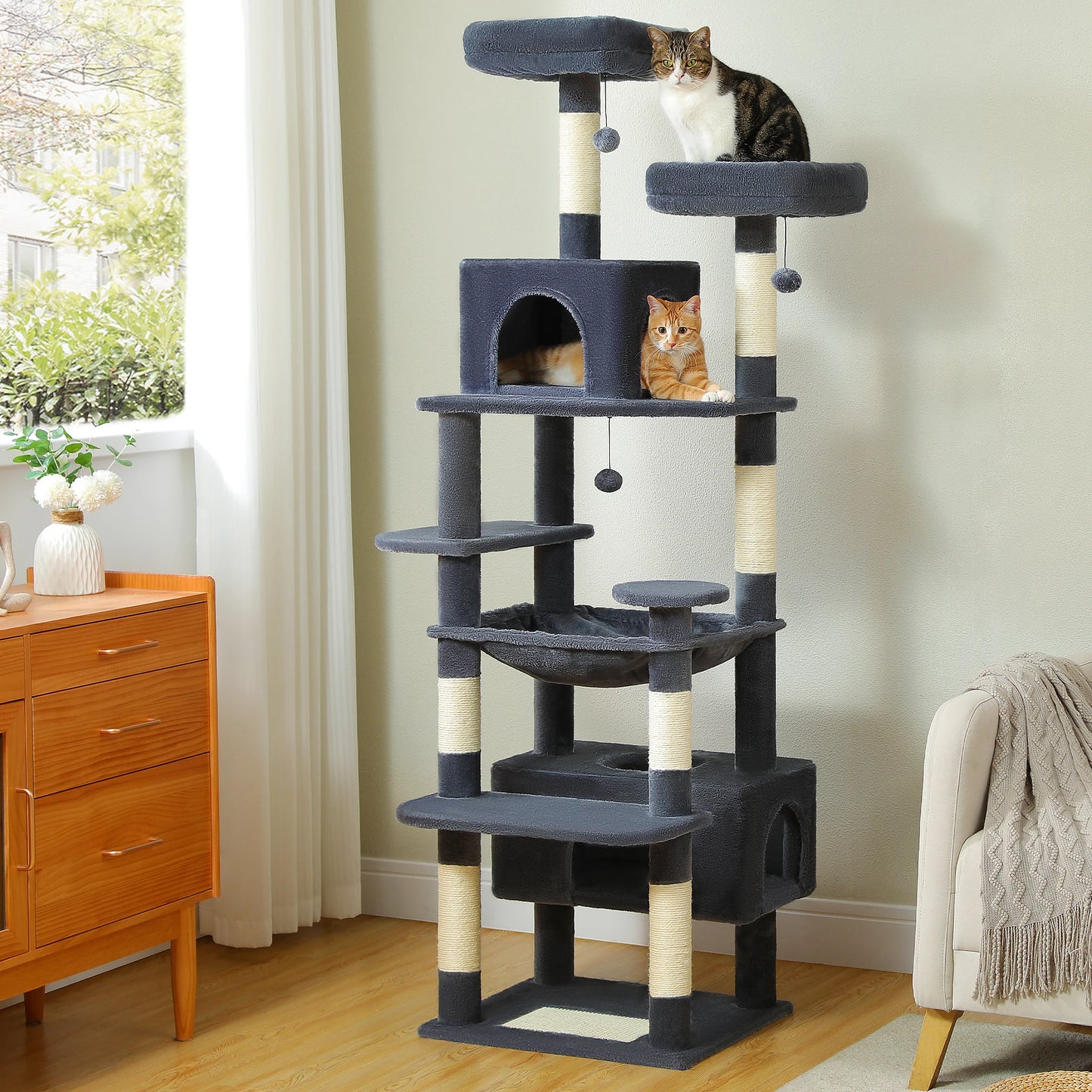 PAWZ Road Cat Tree Tower With Sisal Scratching Posts Hammock