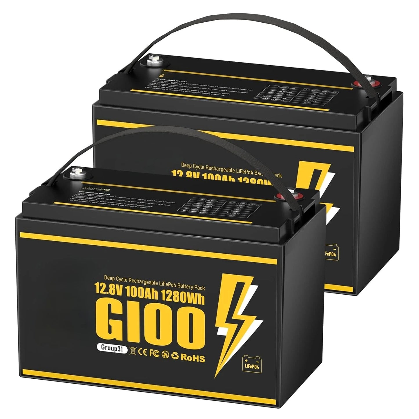 12V 100Ah LiFePO4 Deep Cycle Battery 100A BMS For RV