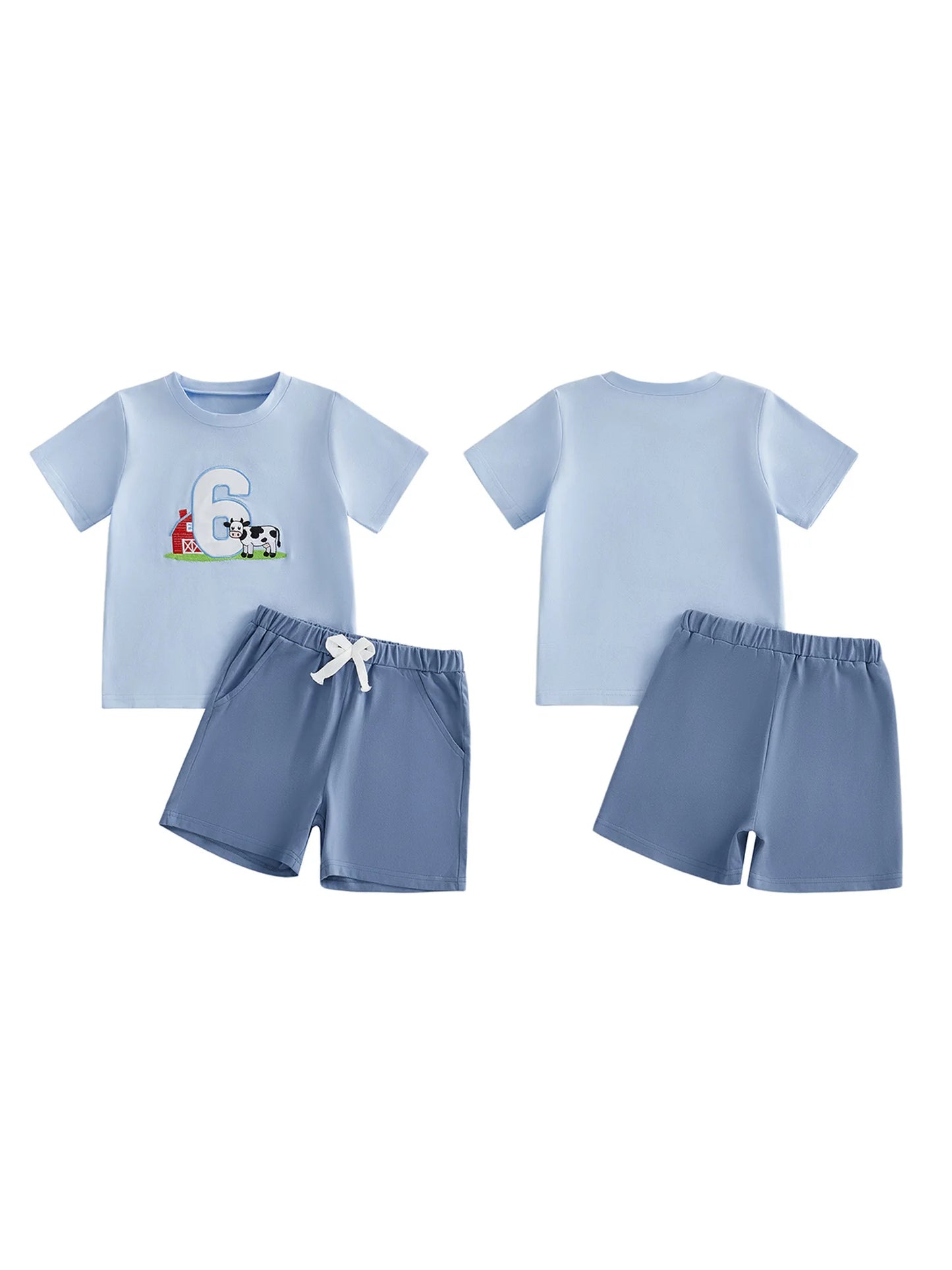 Cute Toddler Embroidered Number Horse Birthday Shirt And Pants Set