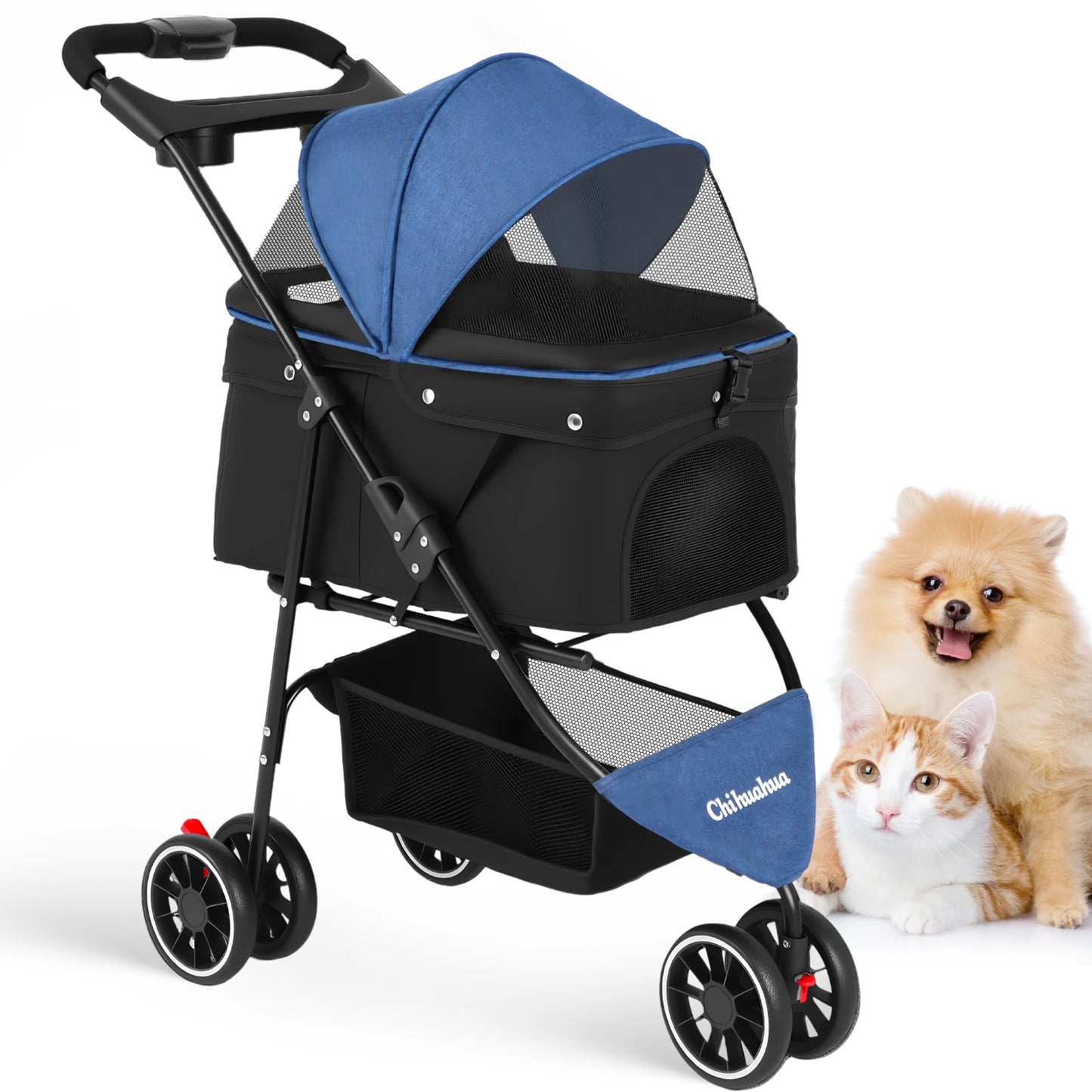 Chihuahua Pet Stroller For Dogs And Cats Foldable Portable