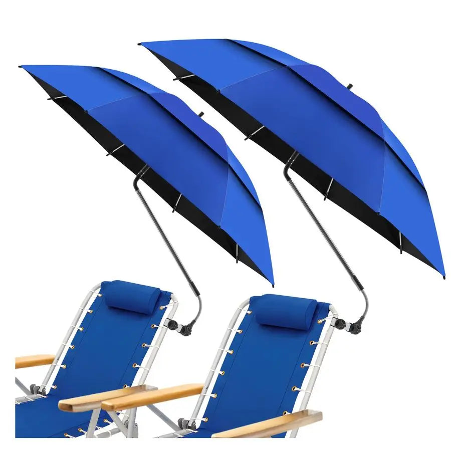 Double Canopy Beach Umbrella With Clamp Clip UPF50 360 Degree Adjustable
