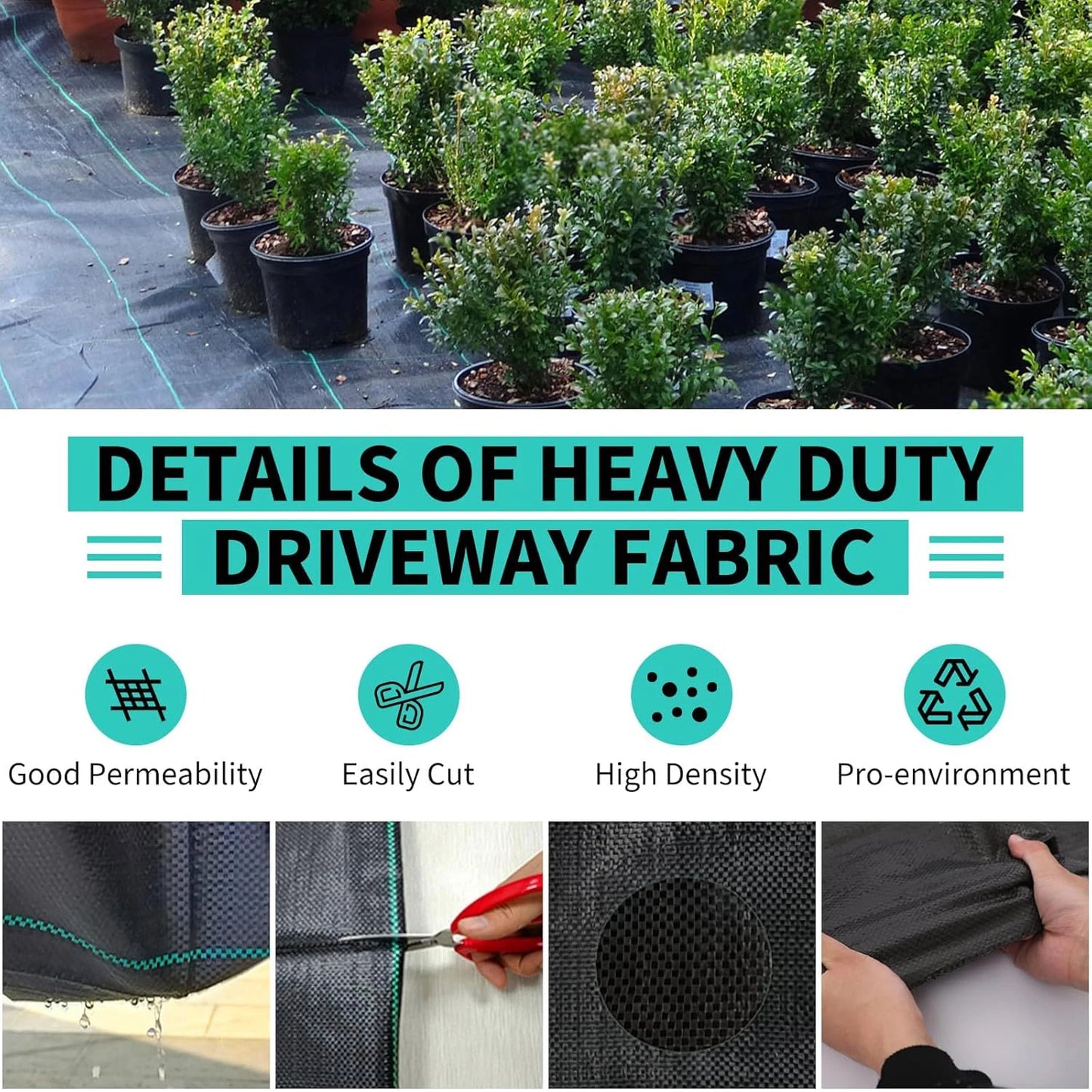 TWISTER.CK Weed Barrier Fabric Heavy Duty Landscape Ground Cover
