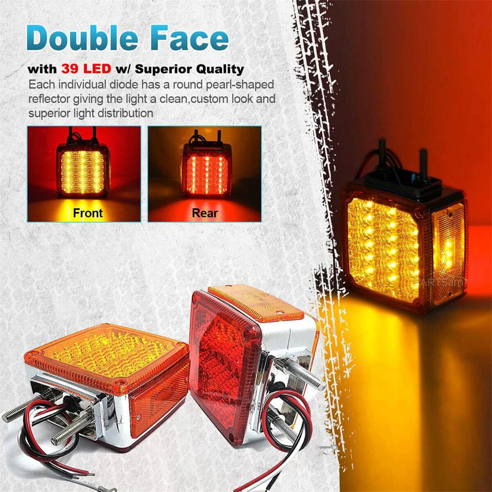 Dual Face 39 LED Turn Signal Lights for Truck Trailers