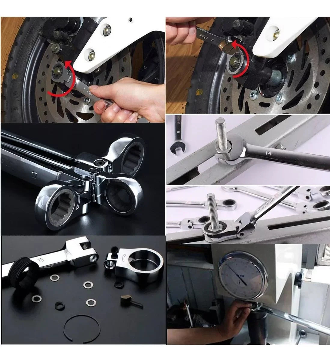 WOZOBUY 16Pcs Premium Flex Head Ratcheting Wrench Set Storage