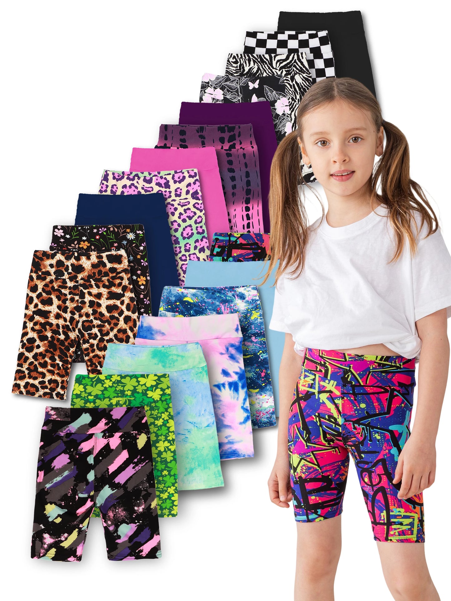 Five Piece Girls Yoga Shorts Set High Waist Dance Sports