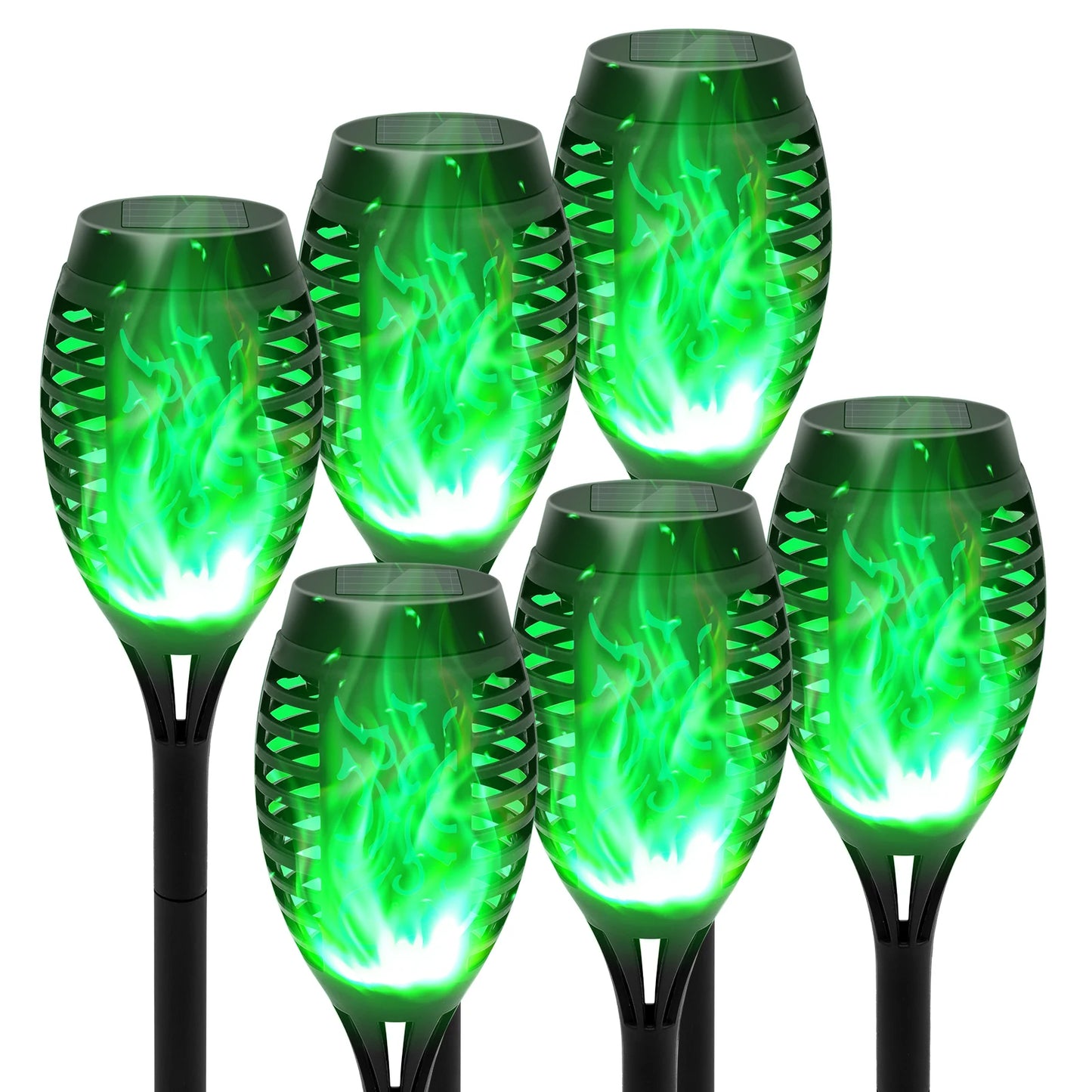 Solar Flame Torch Lights LED Flickering Outdoor Lawn Path Decoration