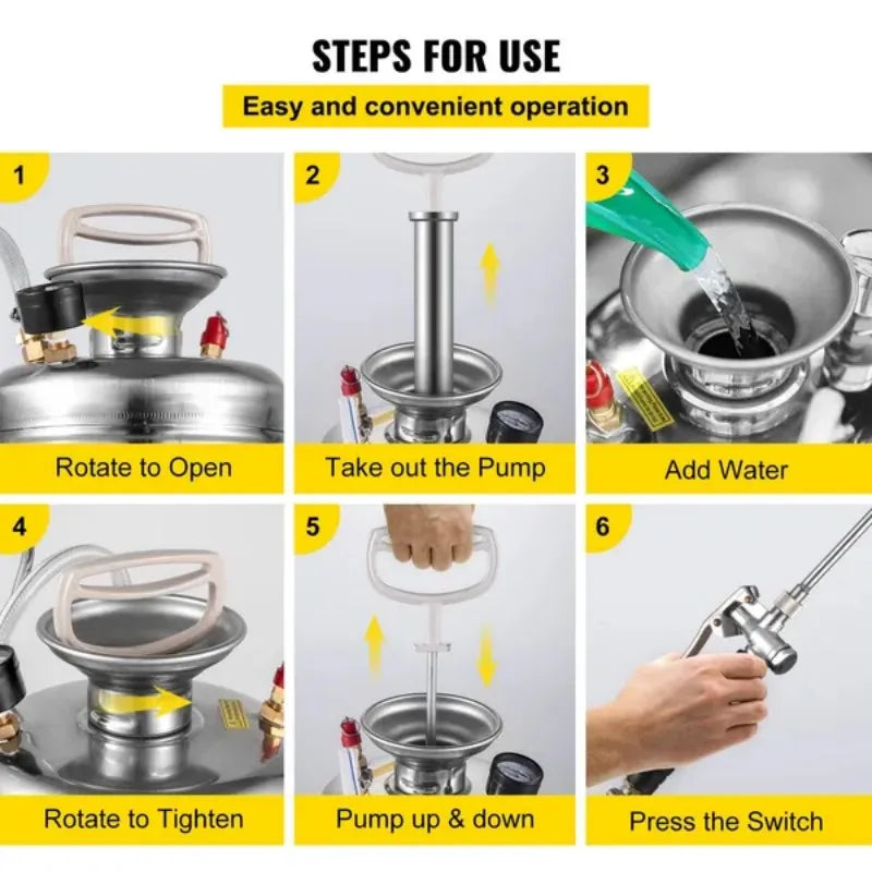 VEVOR Stainless Steel Sprayer Hand Pump With Gauge And Wand