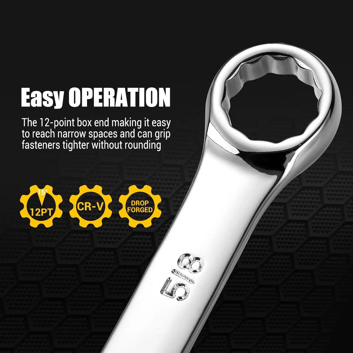 Dekopro Combination Wrench Set SAE and Metric Chrome Vanadium Plastic Tray