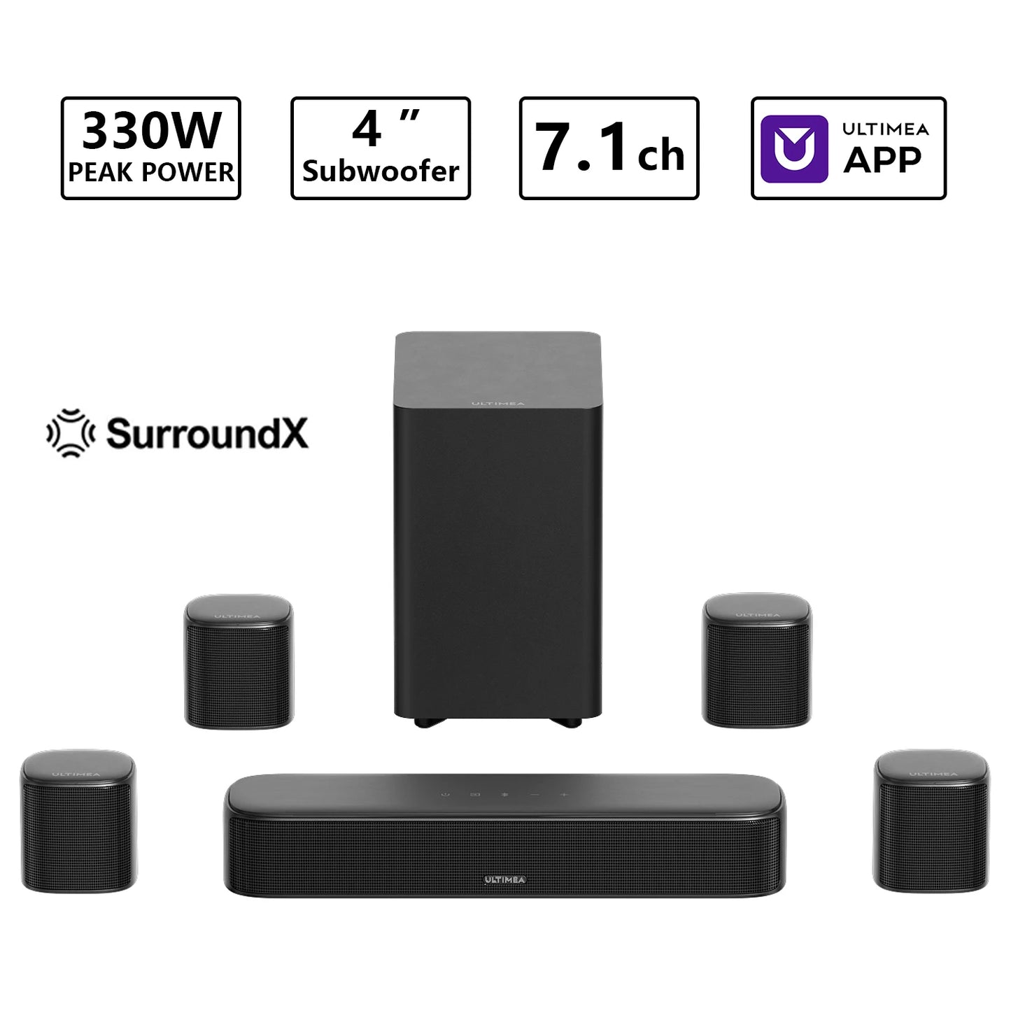 Ultimea 350W 7 1ch Virtual Surround Soundbar With Subwoofer