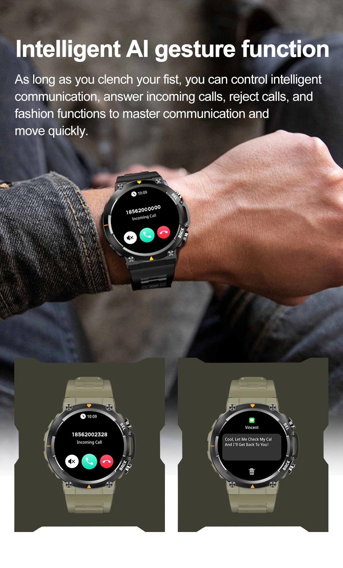 SENBONO MAX18 Smartwatch For Men With AMOLED Screen AIGPT