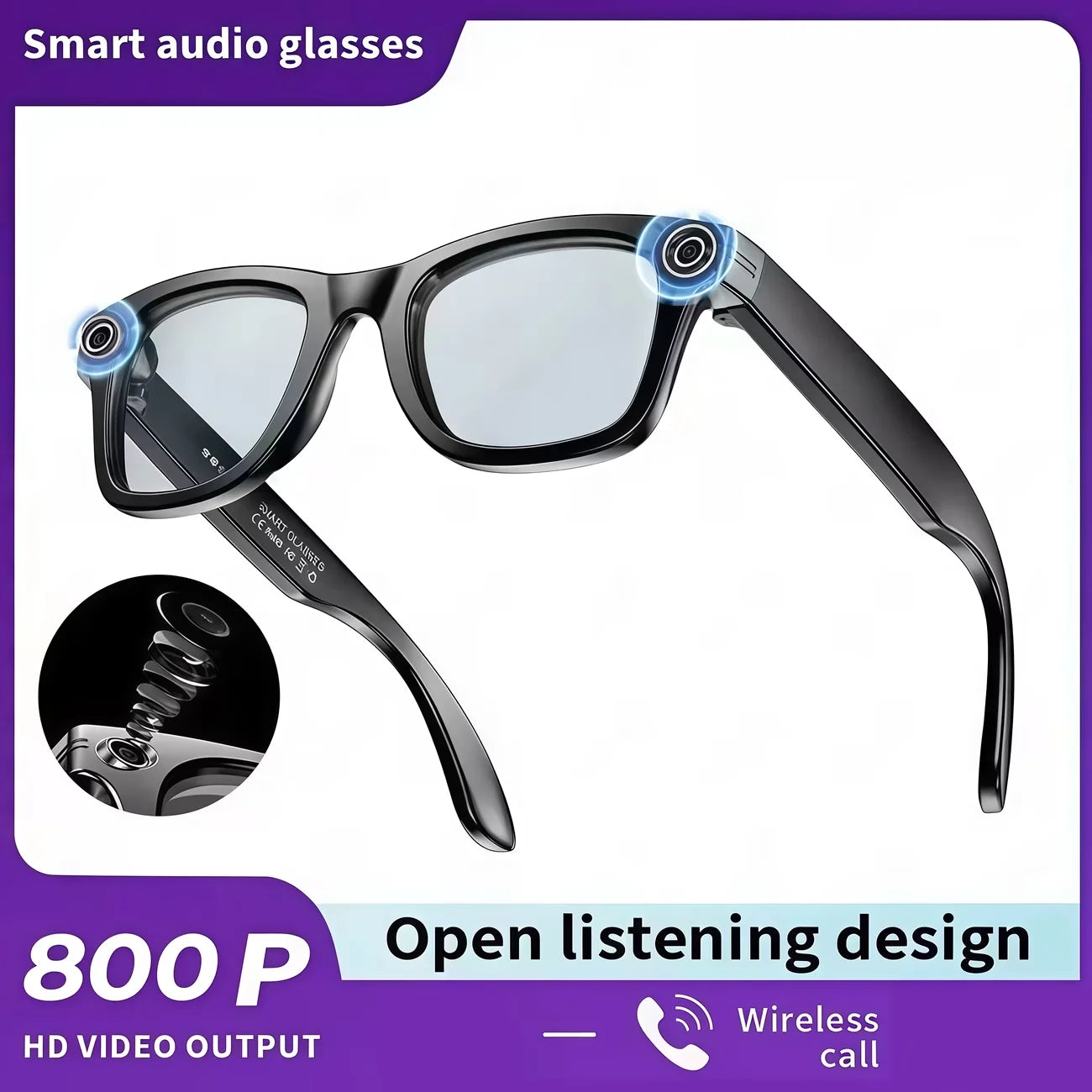 Giinova AI Smart Video Glasses 8MP Camera 4K Video