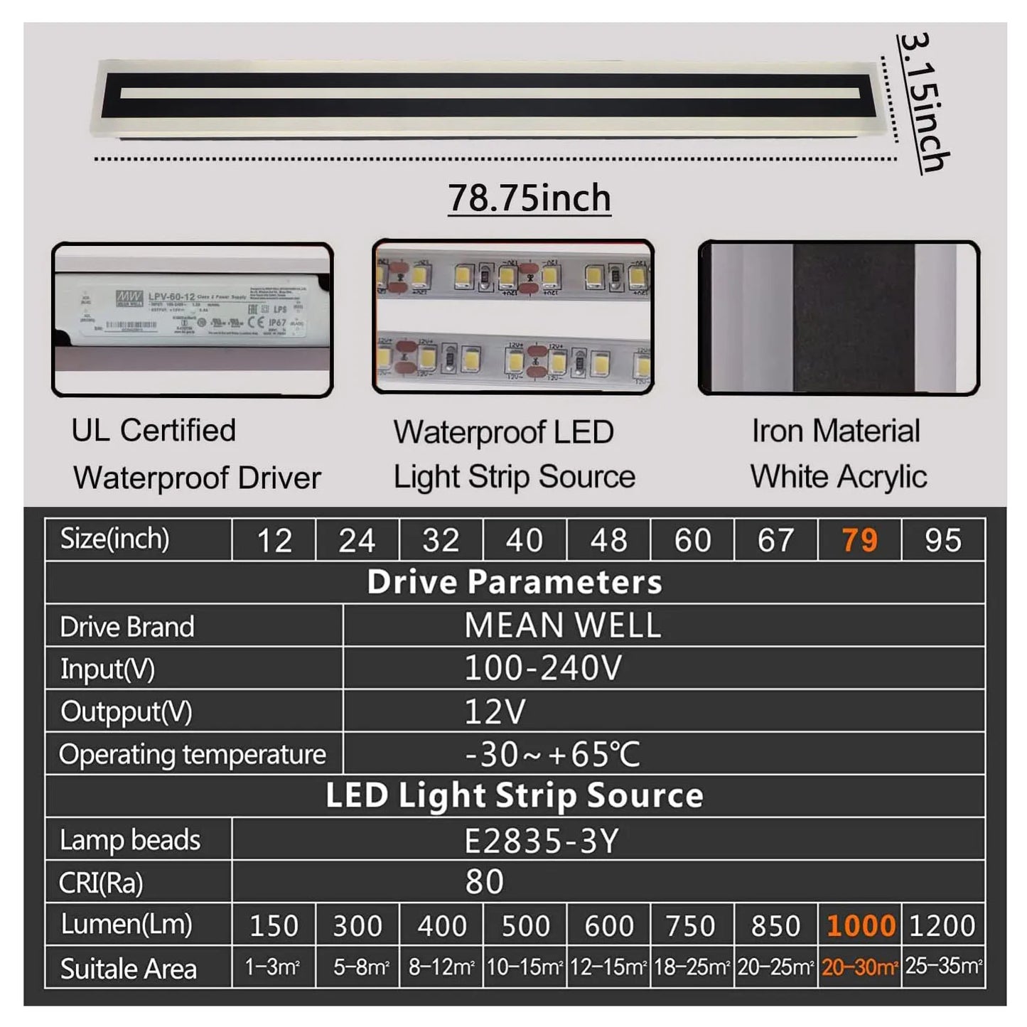 Outdoor Long Strip Modern LED Wall Lighting Fixture Sconce