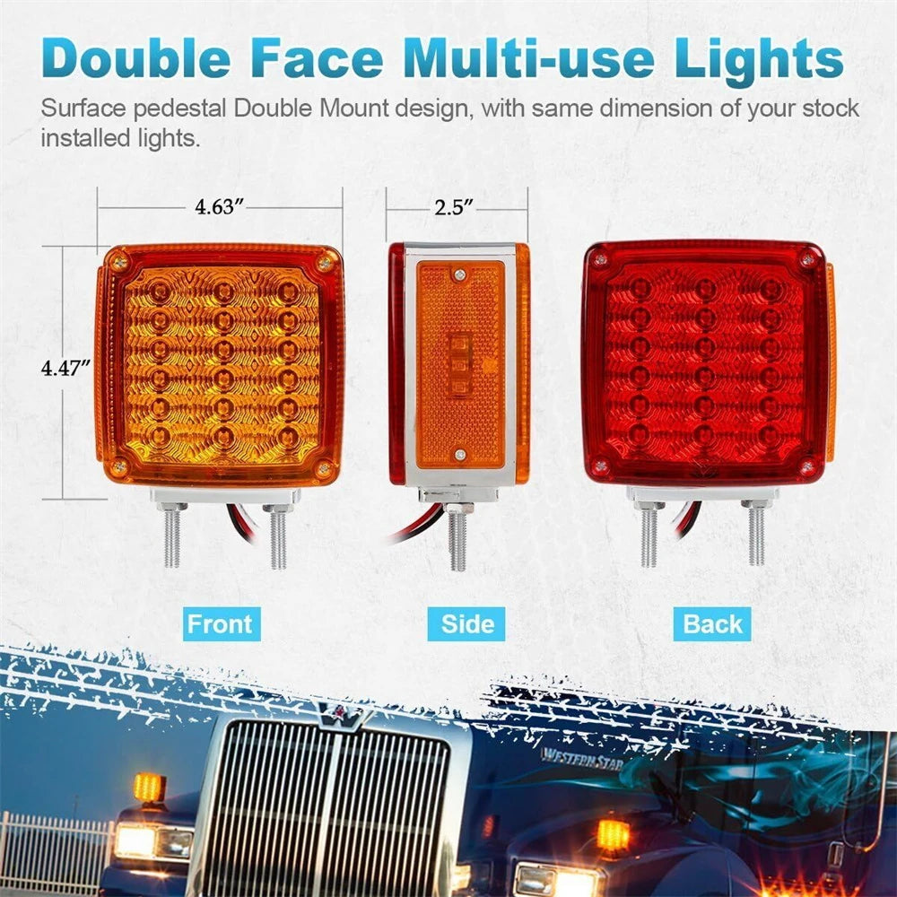 Dual Face 39 LED Turn Signal Lights for Truck Trailers