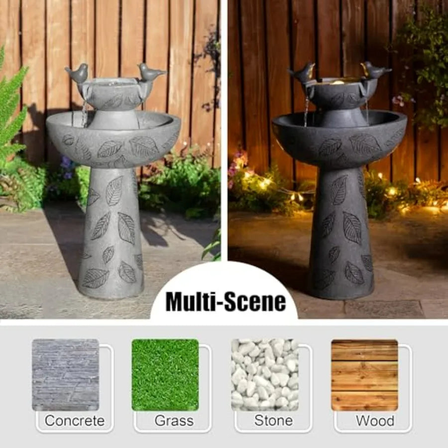 Polyresin Outdoor Water Fountain With Lights For Garden Decor