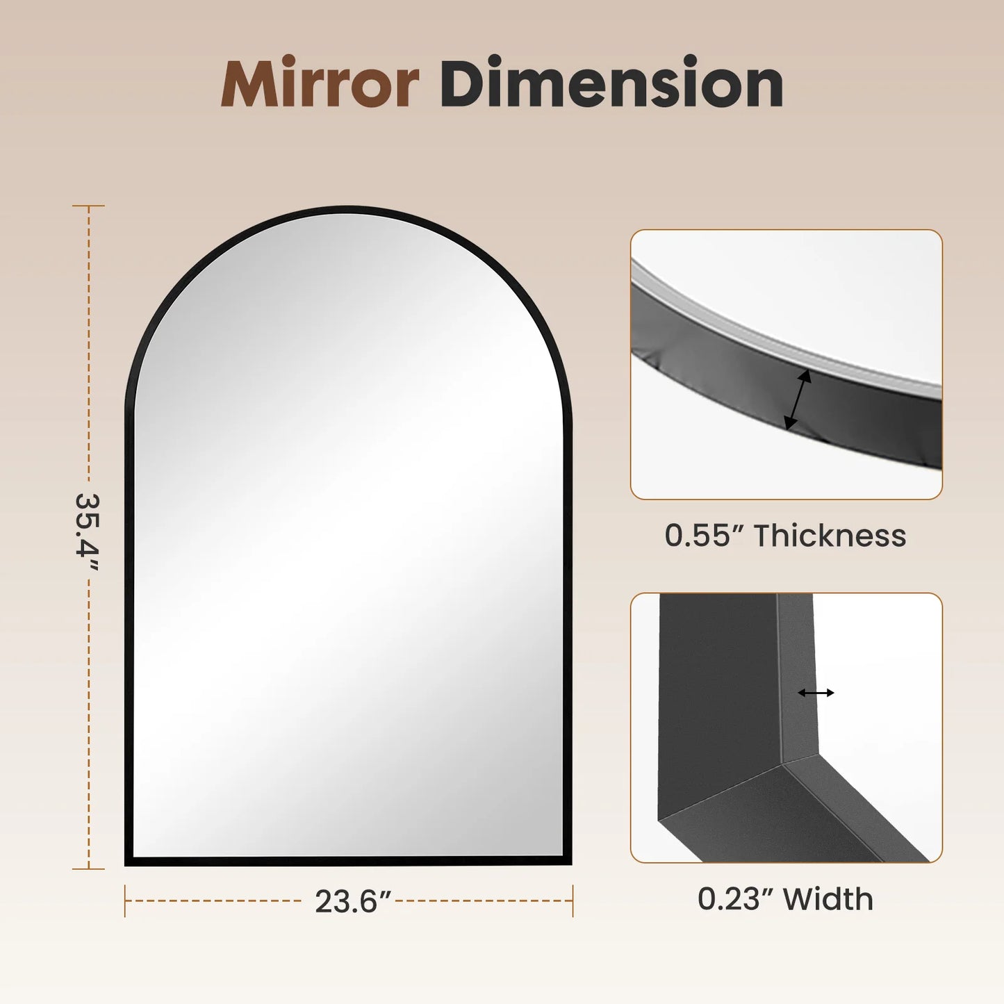 JHK Arched Metal Framed Bathroom Mirrors For Wall Decor