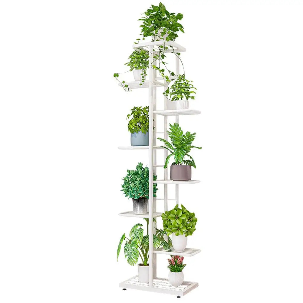 Eight Tier Metal Plant Stand Indoor Outdoor Nine Pot Holders Display Rack