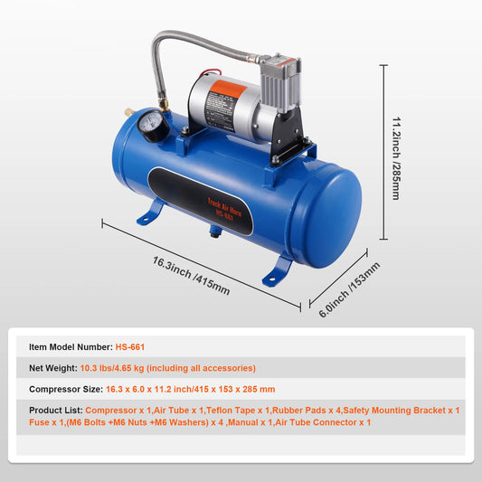 SucceBuy 12V Air Compressor With Tank For Train Horn