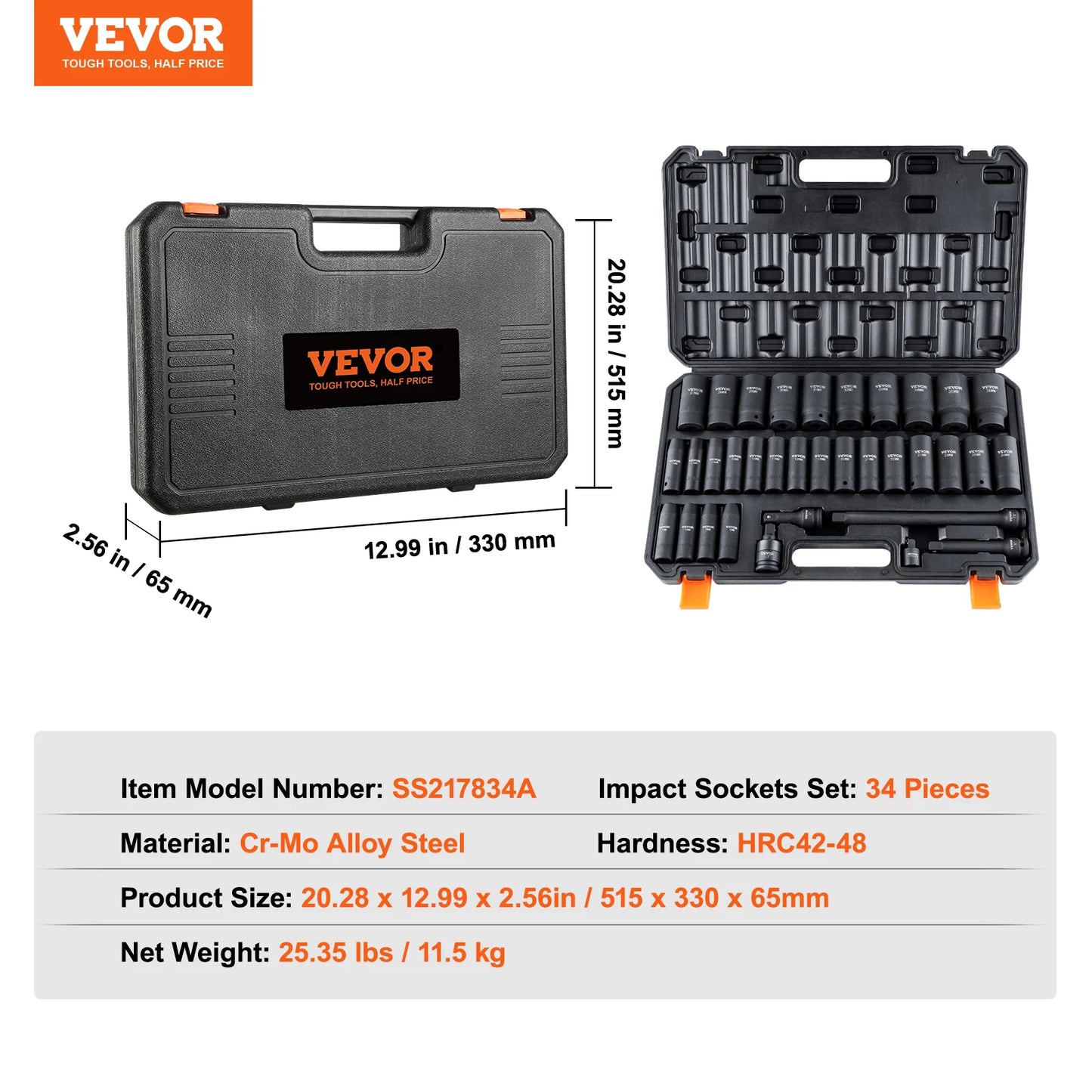 SucceBuy Impact Socket Set Deep SAE Metric CrMo Alloy Steel