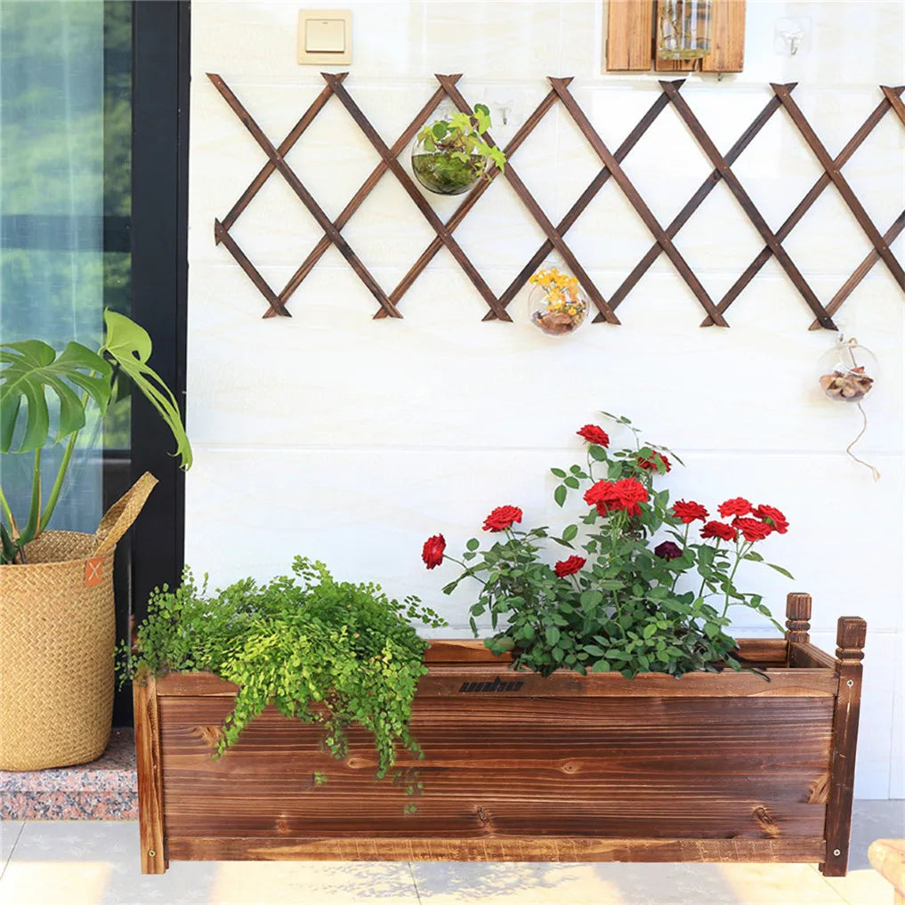 Pine Wood Raised Flower Bed Planter For Indoor Outdoor Gardening