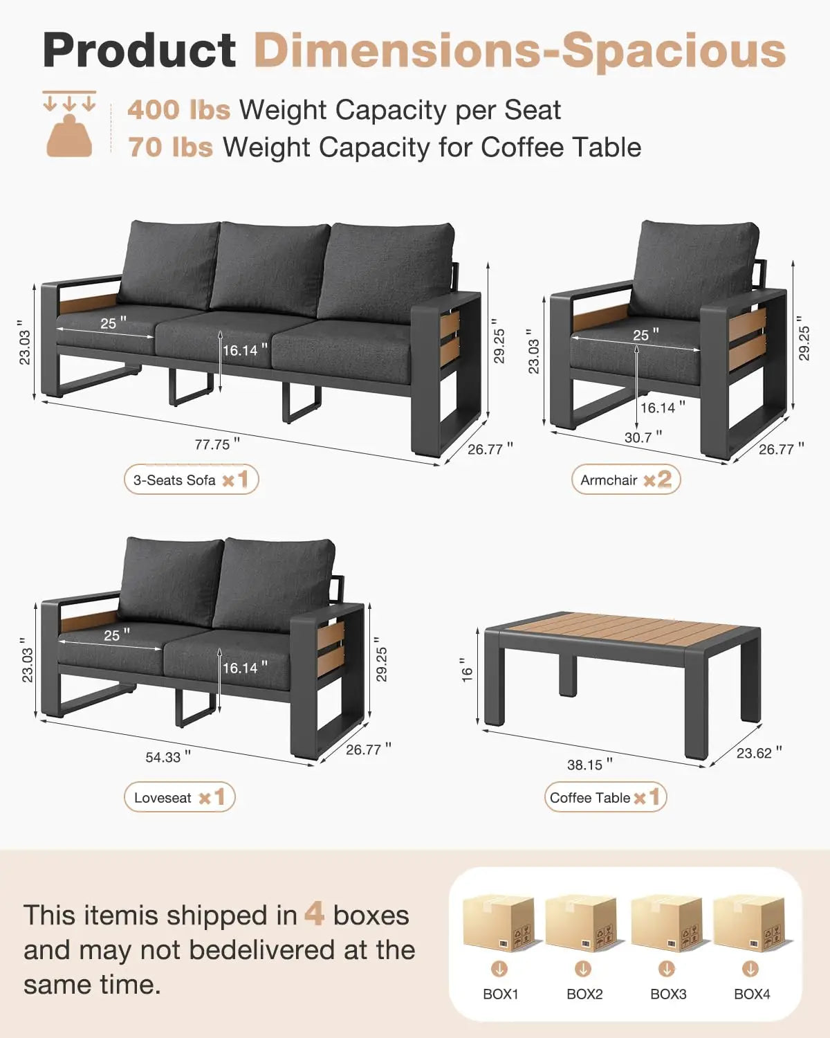 XIAOLANG Aluminum Patio Furniture Set Outdoor Sectional Olefin Cushions
