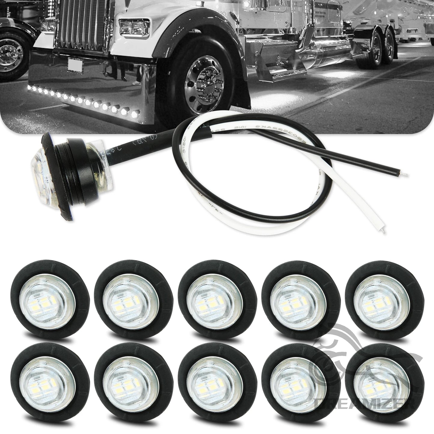 12V Round Trailer Side Marker Lights For Truck Trailer Boat