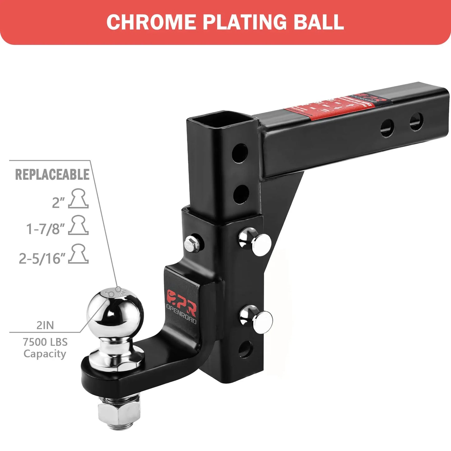 Adjustable Hitch Ball Mount 7500 Lbs For 2 Inch Receiver