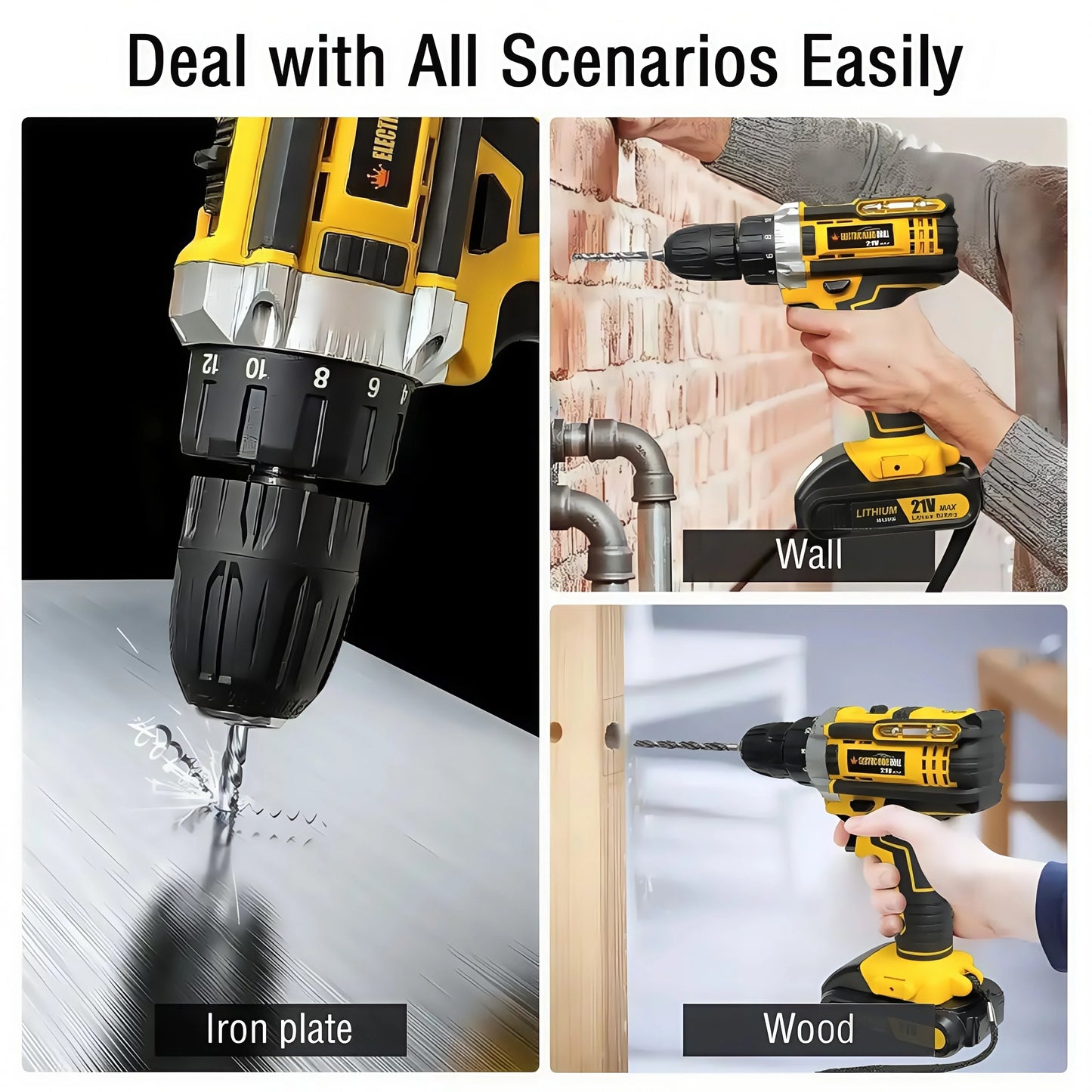 21V Cordless Drill Set for Home DIY Projects Includes Battery