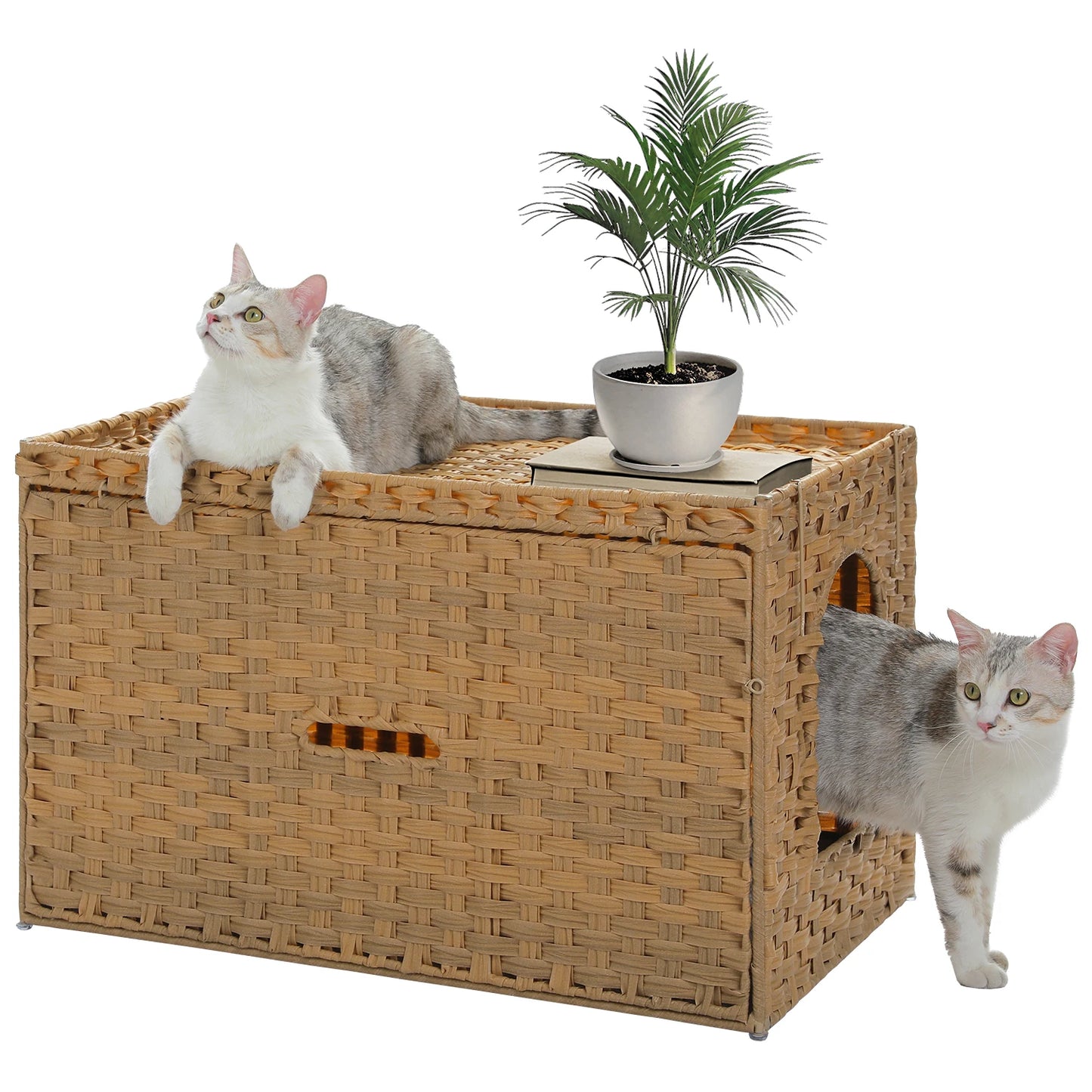 PAWZ Road Rattan Cat Litter Box Enclosure With Door