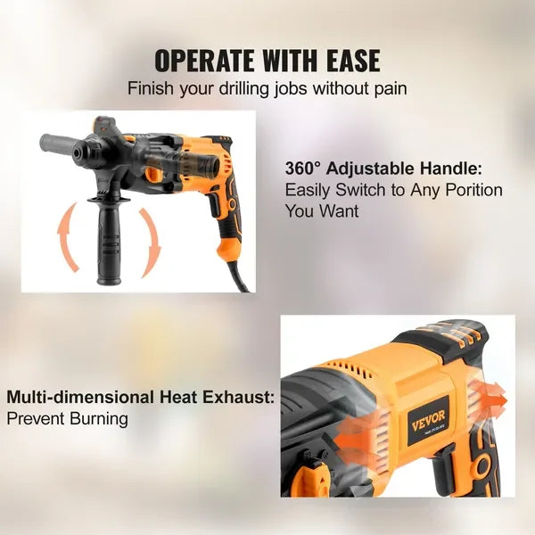 SDS Plus 1 Inch Rotary Hammer Drill 8 Amp Demolition