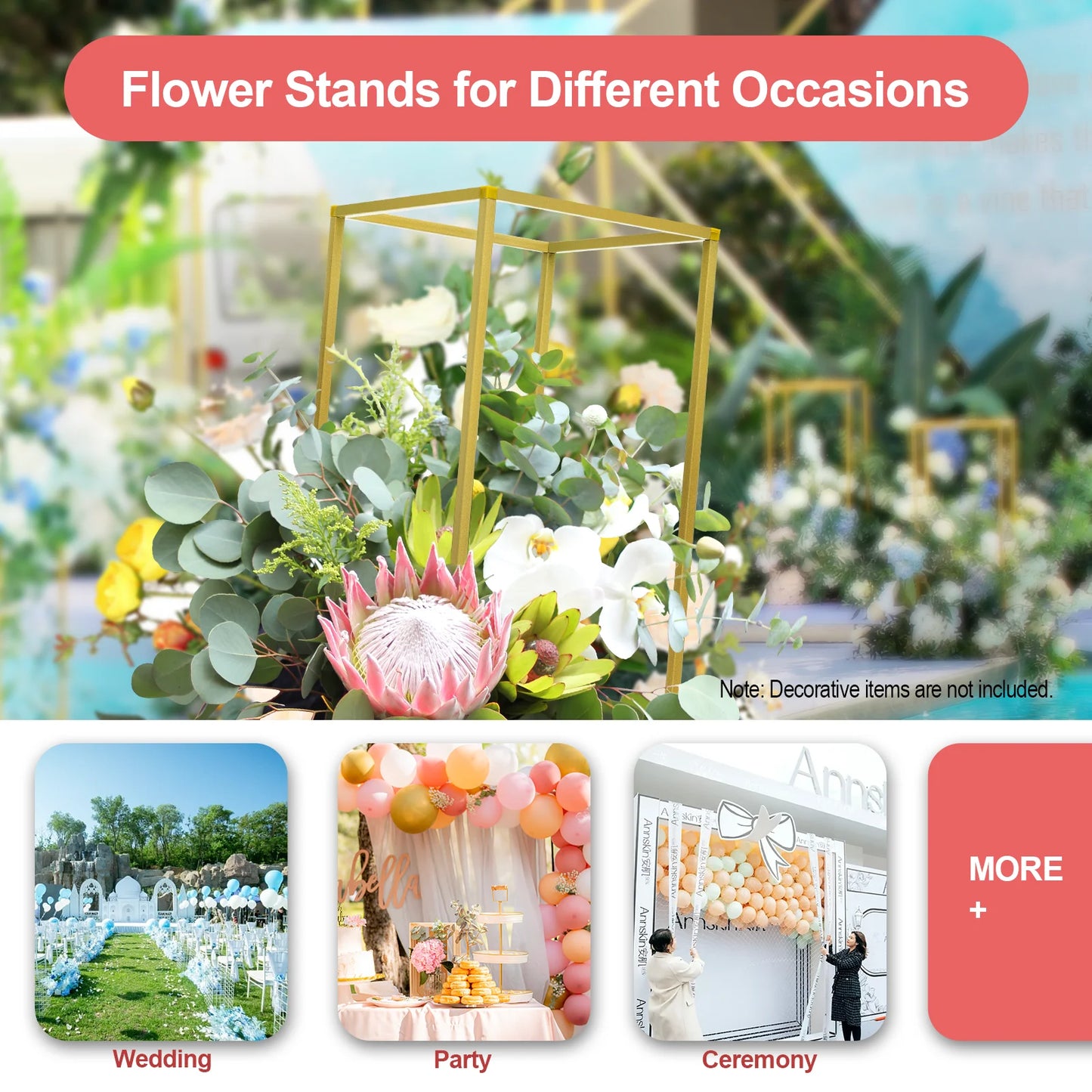 Wedding Flower Stand Set Metal Column Rack Balloon Holder Decor
