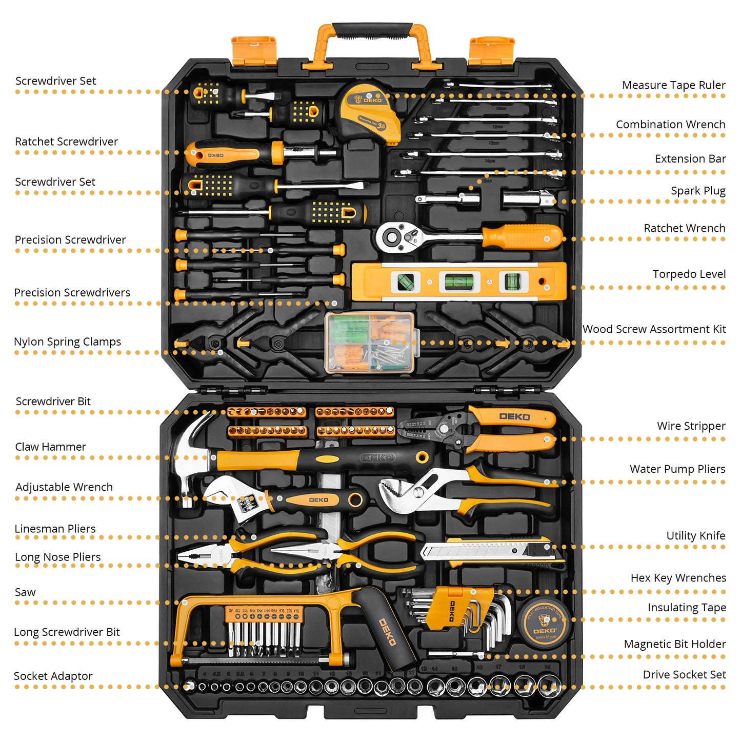 DEKOPRO 228 Piece Socket Wrench Tool Set With Toolbox