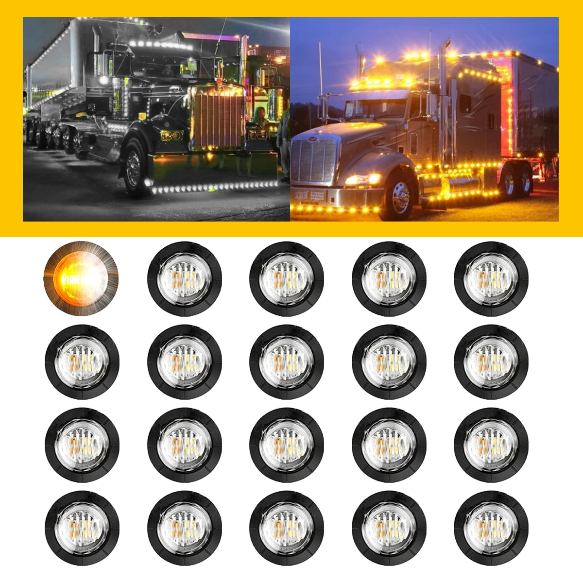 Auxito 20Pcs Dual Led Clearance Side Marker Lights For 12 24V Trailers