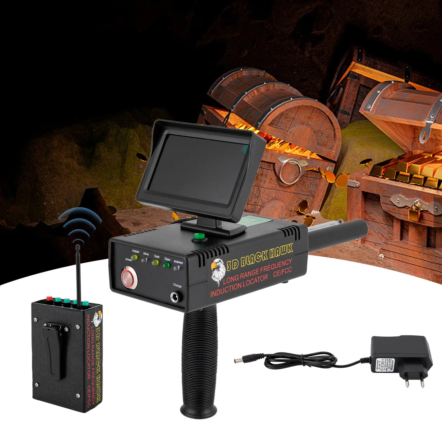 Metal Detector 3D LED Display Treasure Finder With Locator