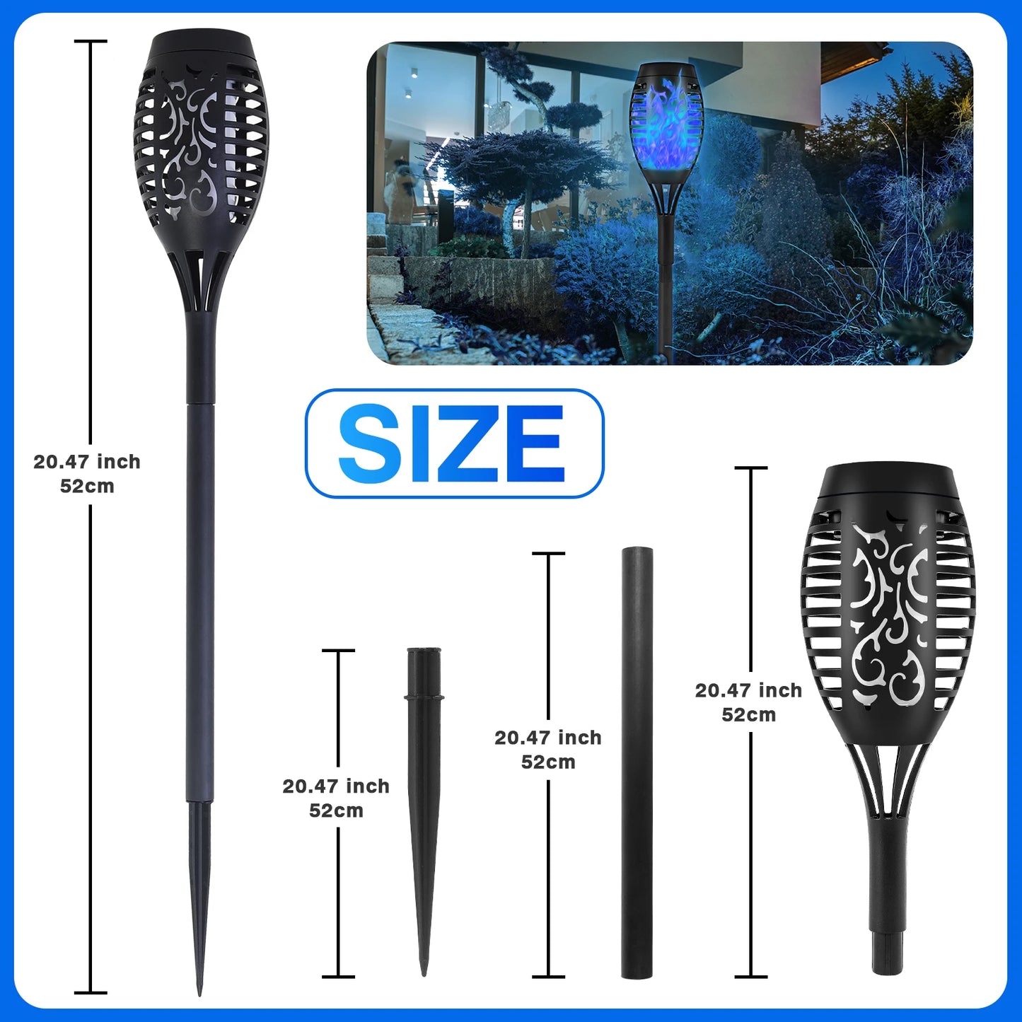 Solar Flame Torch Lights LED Flickering Outdoor Lawn Path Decoration