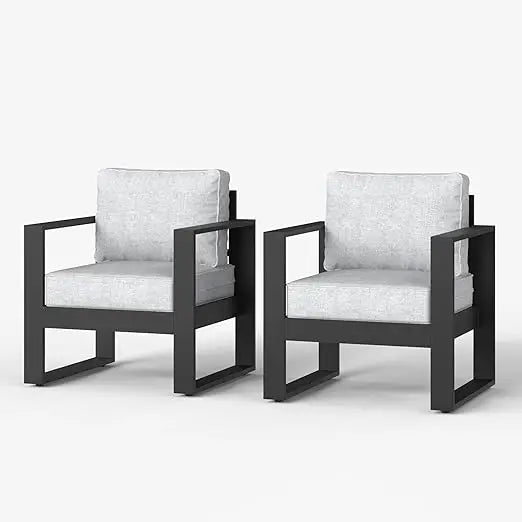 Outdoor Aluminum Patio Chair Set Of 2 With Washable Cushions