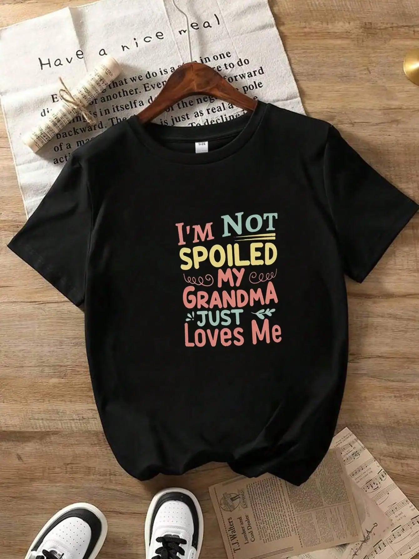 Tween Boys Cotton Graphic Tee Not Spoiled Grandma Loves Me