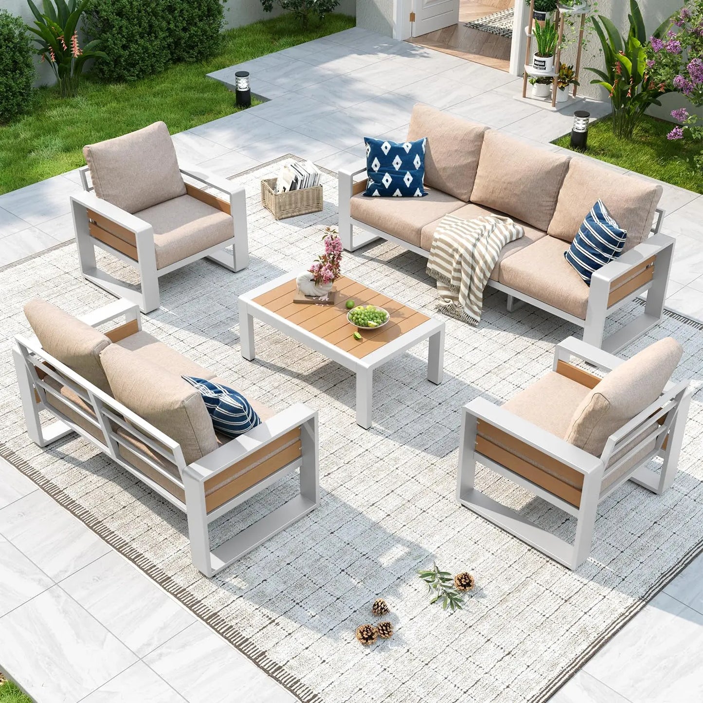 XIAOLANG Aluminum Patio Furniture Set Outdoor Sectional Olefin Cushions