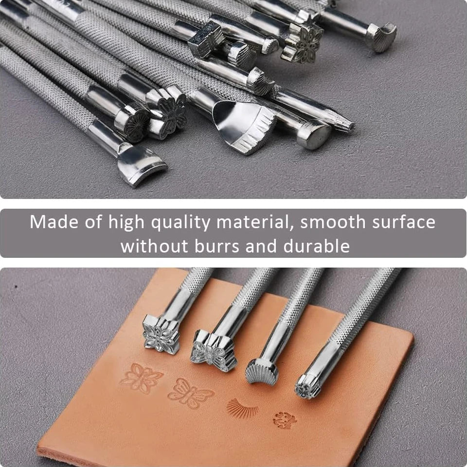 Leather Stamping Tools Kit With Rubber Hammer 20 Stamp Set
