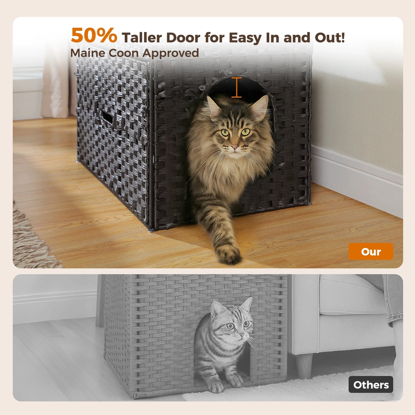 PAWZ Road Rattan Cat Litter Box Enclosure With Door